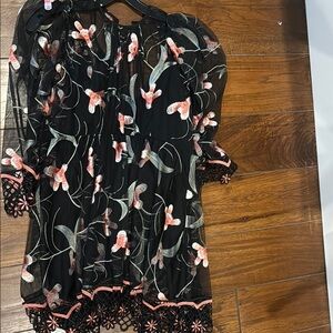Floral Black Sheer Women's Dress